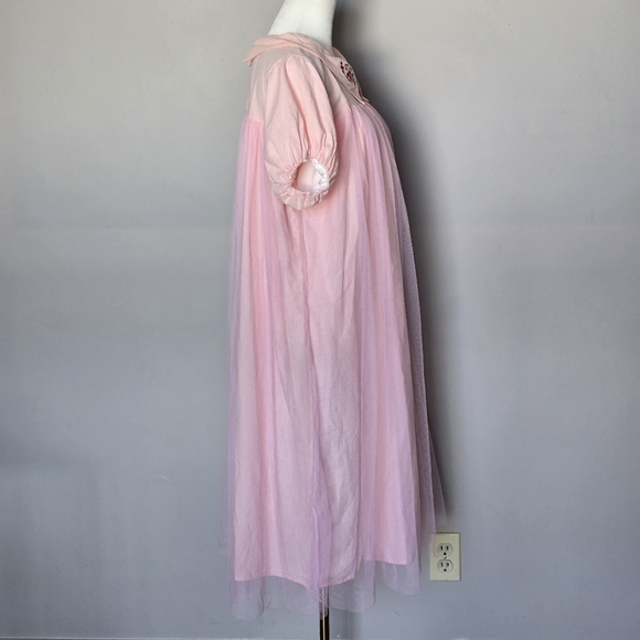 Shabby Chic Babydoll Cottagecore Fairycore Tulle Overlay Midi Dress Embroidery - Picture 3 of 10